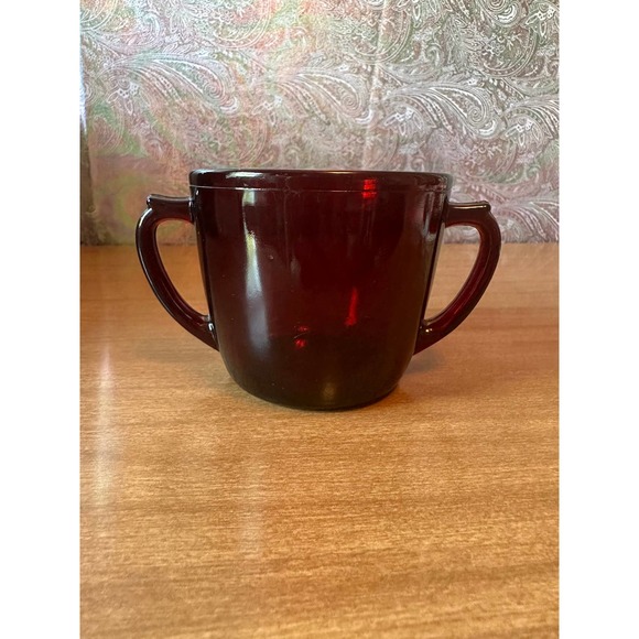 Vintage Royal Ruby glass open sugar dish by Anchor Hocking - Picture 10 of 10